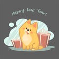 New Year`s Corgi