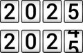 2025 New Year\'S Countdown. Happy New Year 2025 Countdown Clocks. 2025 Analog New year counter. Electric counter