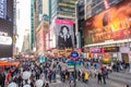 New Year`s Day in Times Square, New York City. Streets Full of People Celebrating in a Festive Atmosphere