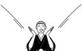 New Year\'s Day and weddings, Senior man wearing Hakama with crest calling out with his hand over his mouth
