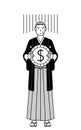 New Year\'s Day and weddings, Senior man wearing Hakama with crest an image of exchange loss or dollar depreciation