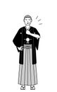 New Year\'s Day and weddings, Senior man wearing Hakama with crest tapping his chest