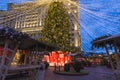 New Year`s decorations on Manezhnaya Square in Moscow in the early morning, Moscow Royalty Free Stock Photo