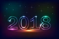 2018 New Year`s design,neon lights effect Royalty Free Stock Photo