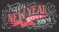 New Year`s Eve celebration chalkboard