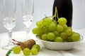 New Year's Eve celebration with lucky grapes and champagne or cava Royalty Free Stock Photo