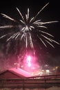 New Year`s Eve Firework in Lech am Arlberg, Austrian Alps Mountains Royalty Free Stock Photo