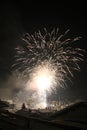 New Year`s Eve Firework in Lech am Arlberg, Austrian Alps Mountains Royalty Free Stock Photo