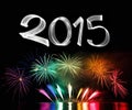 New Year's Eve 2015 with Fireworks Royalty Free Stock Photo