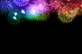 New Year`s Eve fireworks background copyspace copy space colorfu