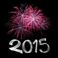 New Year's Eve 2015 with Fireworks Royalty Free Stock Photo