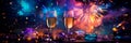 New Year& x27;s Eve party scene, complete with fireworks and champagne toasts. Generative AI Royalty Free Stock Photo