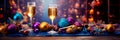 New Year& x27;s Eve party scene, complete with fireworks and champagne toasts. Generative AI Royalty Free Stock Photo