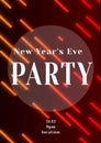 New year\'s eve party text with neon pattern on black background Royalty Free Stock Photo