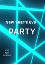 New year\'s eve party text in white over blue glowing lines on black Royalty Free Stock Photo