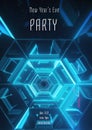 New year\'s eve party text in white over glowing blue futuristic tunnel Royalty Free Stock Photo