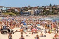 Busy Bondi Beach at New Year`s Eve Royalty Free Stock Photo