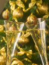 New Year`s Eve. Two champagne glasses toasting. Royalty Free Stock Photo