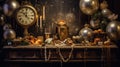 New Year's Eve, vintage still life party decoration