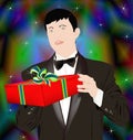 New Year's gift from the elegant man Royalty Free Stock Photo