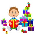 New Year`s gifts and child