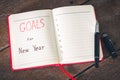 New Year's goals with notebook and pen Royalty Free Stock Photo