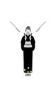 New Year\'s greeting and weddings, Senior woman in kimono calling out with her hand over her mouth