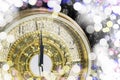 New Year's at midnight time, Luxury gold clock countdown to new