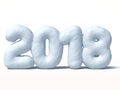 New year`s 2018 numbers made of snow 3d rendering