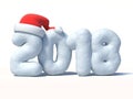 New year`s 2018 numbers made of snow 3d rendering