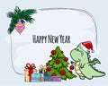 New Year\'s opening template with space for text, New Year\'s elements and the symbol of the year - a cute dragon Royalty Free Stock Photo