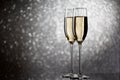 New Year's picture of two wine glasses with sparkling champagne Royalty Free Stock Photo