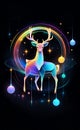 New Year's reindeer on a dark background - illustration - AI generative art