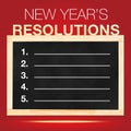 New year's Resolutions : Goals List on Blackboard with red back