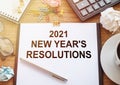 2021 New Year`s Resolutions written on notebook Royalty Free Stock Photo