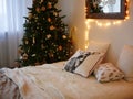 New Year`s retro decor in a homely cozy atmosphere