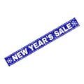 NEW YEAR`S SALE Scratched Rectangle Stamp Seal with Snowflakes Royalty Free Stock Photo