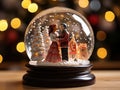 New Year\'s Serenity: Snow Globe with a Lovely Couple Captured in Bliss