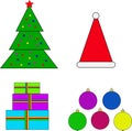 New year`s Christmas set of 4 colored items