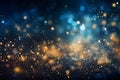 New Year\'s sparkles on a dark blue background. Festive background. blurry bokeh in the background Royalty Free Stock Photo