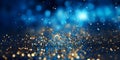 New Year\'s sparkles on a dark blue background. Festive background. blurry bokeh in the background