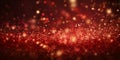 New Year\'s sparkles on a red background. Festive background. blurry bokeh in the background