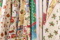 New Year`s textiles, fabric with a Christmas print