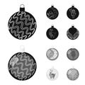 New Year`s Toys black,monochrome icons in set collection for design.Christmas balls for a treevector symbol stock web Royalty Free Stock Photo