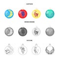 New Year s Toys cartoon,outline,monochrome icons in set collection for design.Christmas balls for a treevector symbol