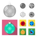 New Year s Toys monochrome,flat icons in set collection for design.Christmas balls for a treevector symbol stock web