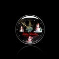 New Year s watch with a dial made of snowmen. Merry Christmas card. vector illustration. Royalty Free Stock Photo