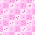 New Year`s winter geometric pattern with squares, stars and snowflakes in pink and lilac shades Royalty Free Stock Photo