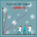 Doctors try to pulling the curve of Covid-19 patient, flattening curve concept