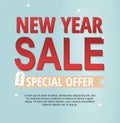 New Year sale banner isolated on blue background. Spesial offer.